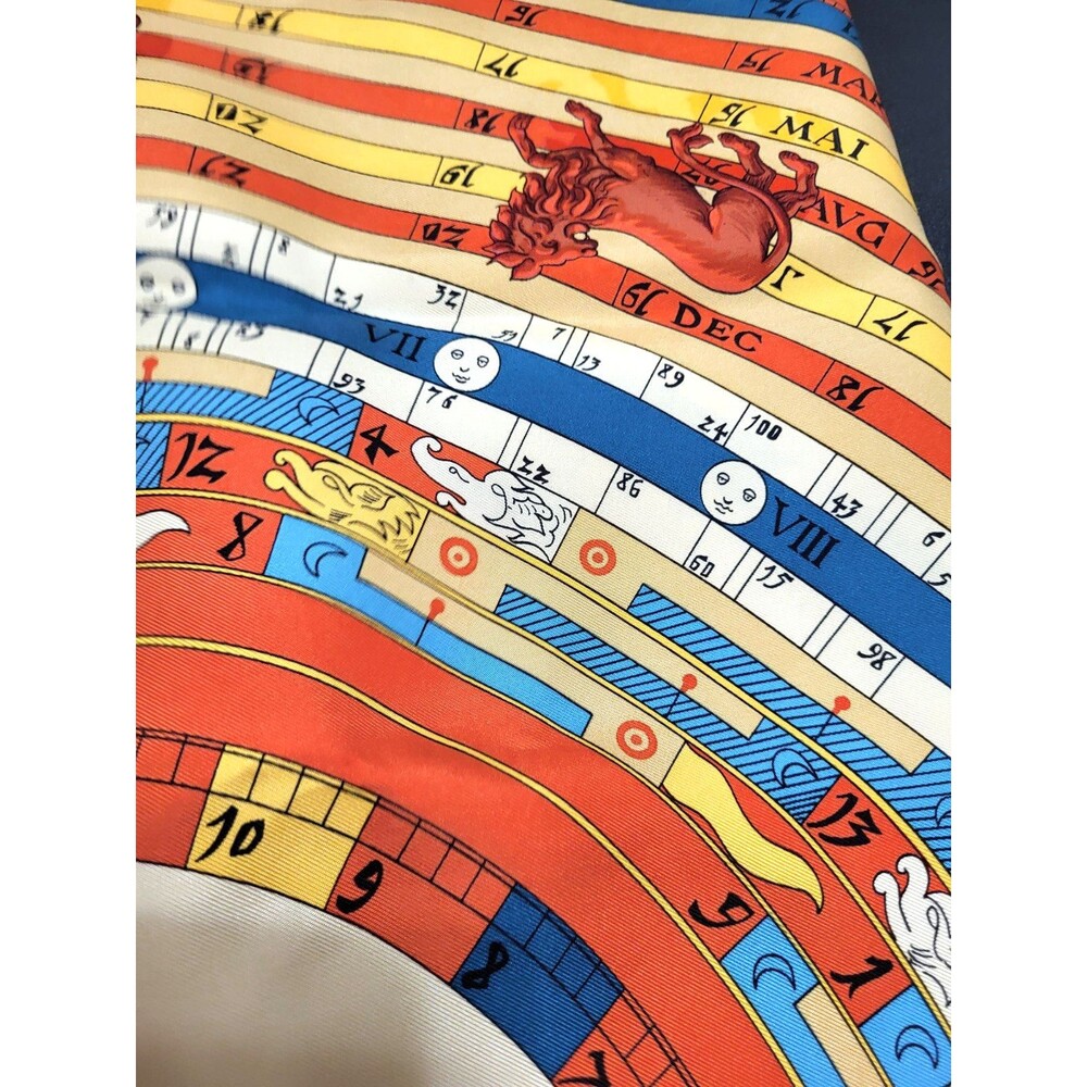 RARE VINTAGE HERMES Silk Scarf "Dies et Hore" Astrologie Classic Care' 90 Mint - Picture 11 of 16